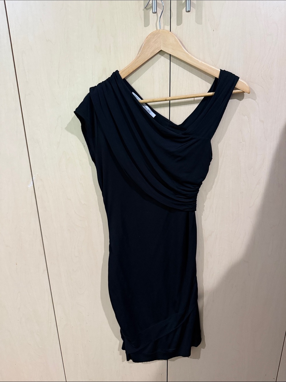 RACHEL Rachel Roy Black One-Shoulder Draped Cocktail Dress